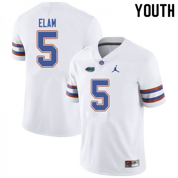 Jordan Brand Youth #5 Kaiir Elam Florida Gators College Football Jerseys White